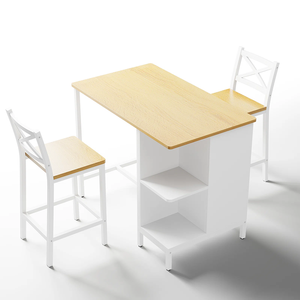 Industrial Style 3-Piece <strong>Counter</strong> <strong>Height</strong> Dining <strong>Table</strong> Set 41.3''L <strong>Rectangular</strong> <strong>Table</strong> 2 Chairs Storage Shelves Compact Dining Room - Product Image 1