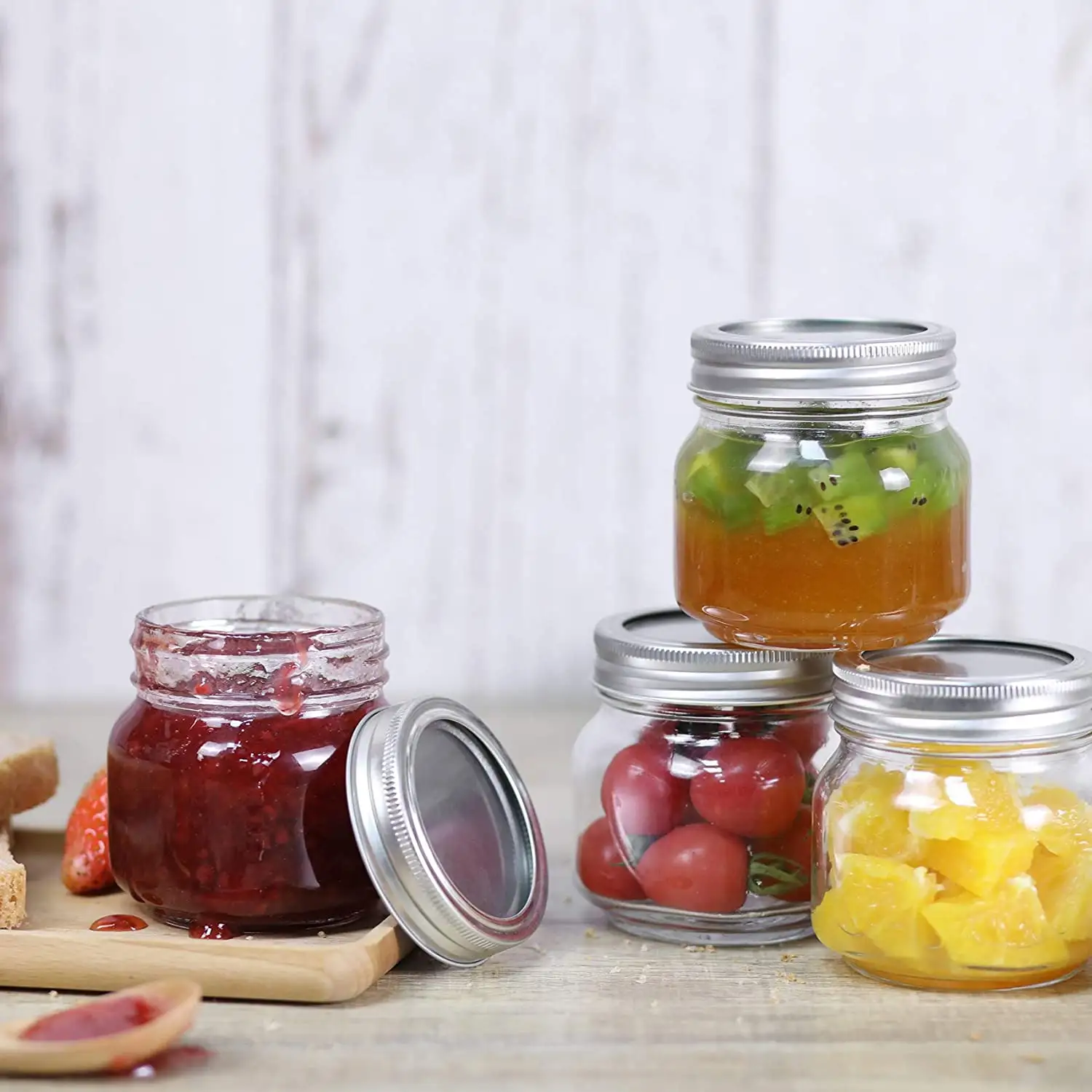 Benutzer definierte OEM 250ml Luftdichte Weithals-Einmach glas Marmelade Honig Ahorn Einmach glas mit Schraube Metall deckel für die Aufbewahrung in der Küche