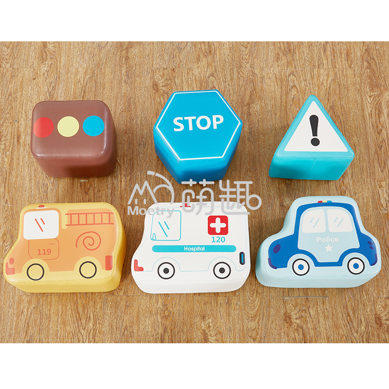 6pcs set traffic theme kids soft stool set