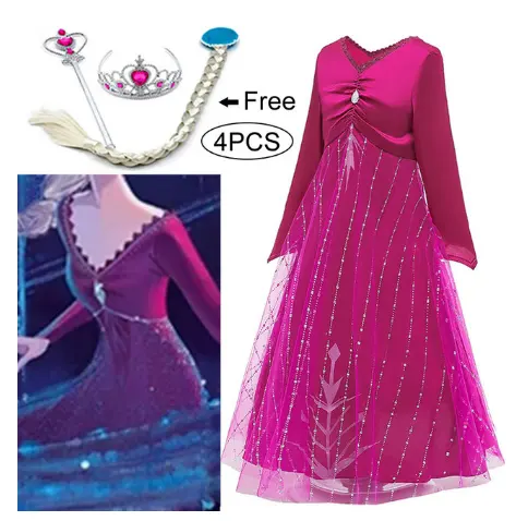 Nuovo Elsa 2 Vestito per Teen Girl Cosplay Costume di Natale Del Capretto Elza Stampa Del Partito Della Principessa Abito Bambino Vestiti MY18