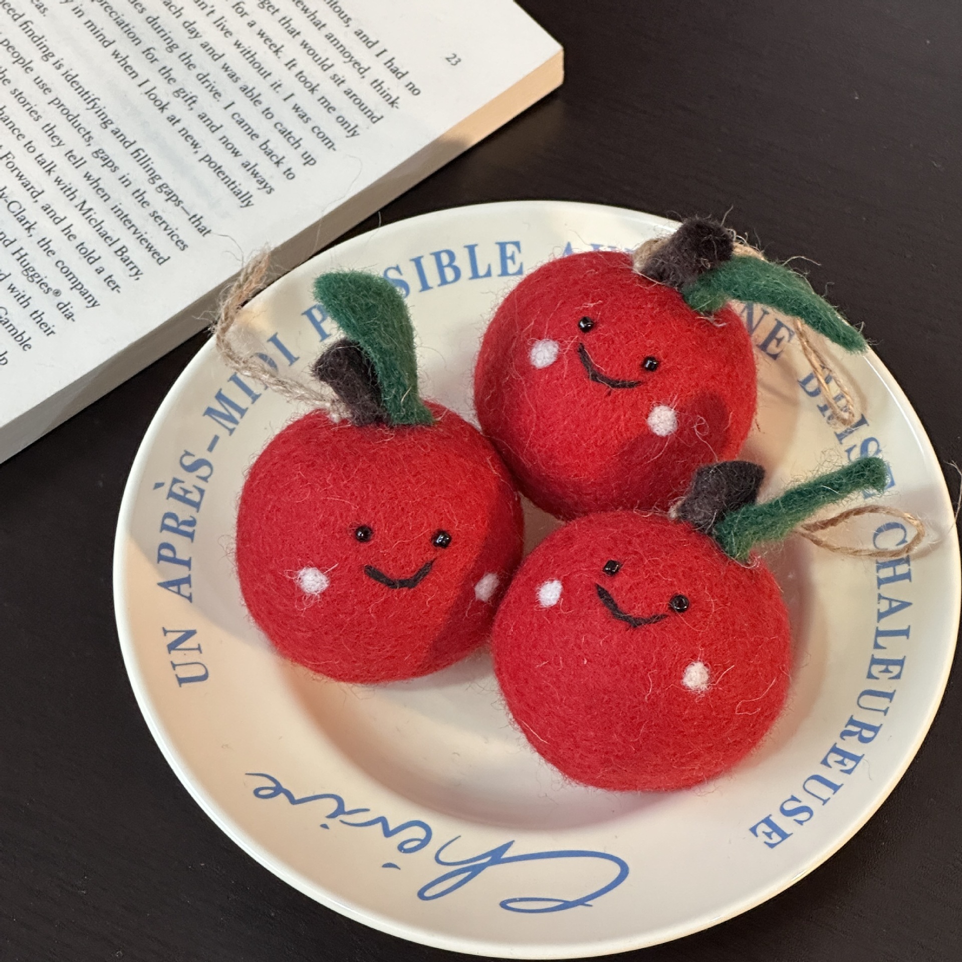 Porte-clés en feutre de laine Fruits *7