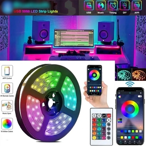 5 м 5050 RGB светодиодные полосы Смарт-приложение 24-клавиши пульт дистанционного управления USB ПВХ меняющая цвет лента диод для телевизора светодиодная подсветка - Product Image 2