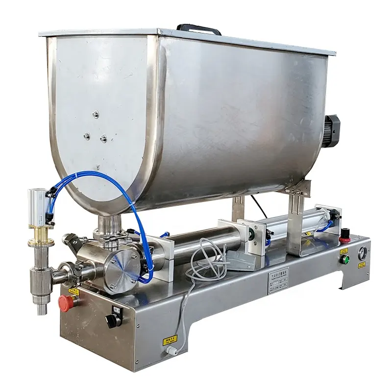 Máquina de enchimento de molho em u, durável, tipo u, maior, máquina de enchimento de molho chili ou pasta de tomate, enchimento com misturador