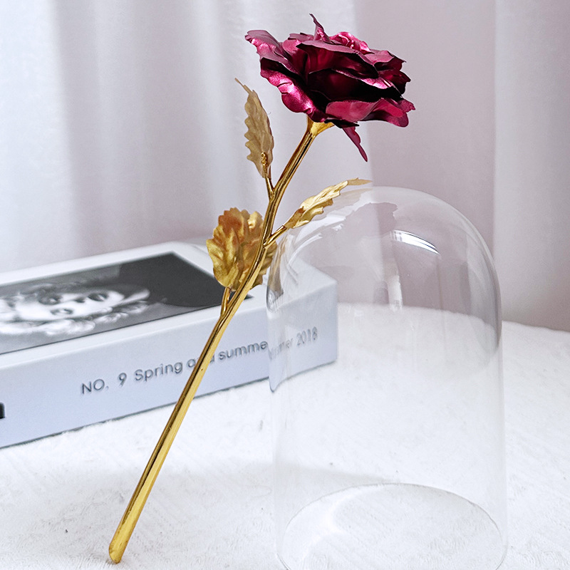 Fleur nue colorée à feuille d'or unique - Rouge