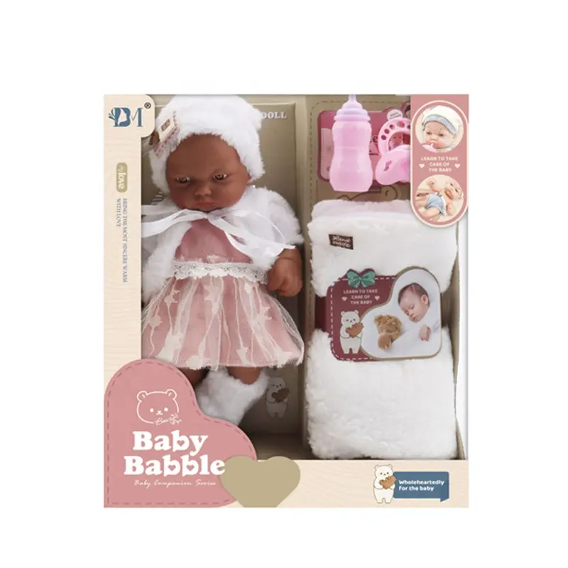 Bonecas de bebê recém-nascido, bonecas personalizadas de vinil macio e realista de simulação de tamanho útil da pele preta 10 polegadas