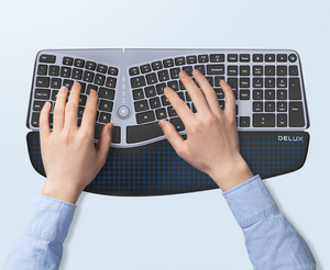 Teclado ergonómico inalámbrico con reposamuñecas para Windows/Mac, teclado con diseño dividido, USB - Product Image 1