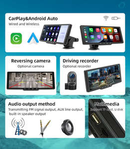 מסך Carplay נייד 10 אינץ 'טלפון אלחוטי קישור ניווט מוסיקה וידאו נגן וידאו pnd mp5 לרכב