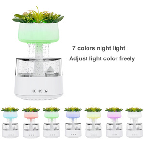 Künstliche Pflanzen Timer 7 Farbwechsel Nachtlicht Aroma therapie Ätherisches Öl Diffusor Regentropfen Luftbe feuchter mit Fernbedienung - Product Image 4