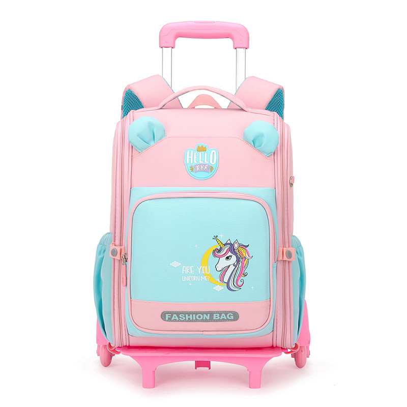 Sac rose avec 6 roues et bande réfléchissante