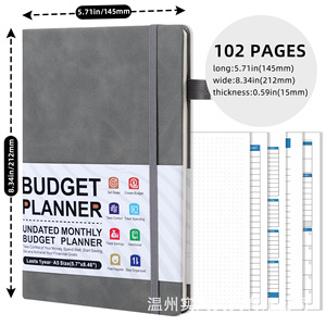 Custom A5 piano settimanale e mensile Cash Budget Planner Notebook copertina in pelle fogli 100 inglese manuale con Logo stampato - Product Image 6
