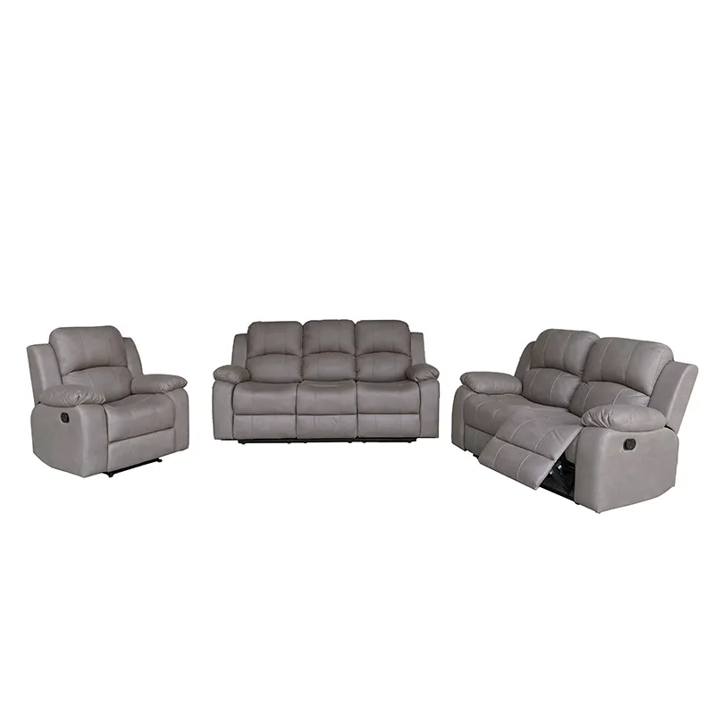 Tessuto in microfibra 3 + 2 + 1 + divano in pelle di legno reclinabile manuale Set mobili da soggiorno divano moderno in pelle sintetica per la casa