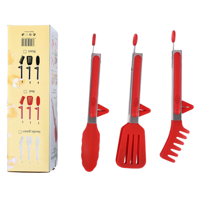 Red Food Tongs 3-piece set(color boxed)