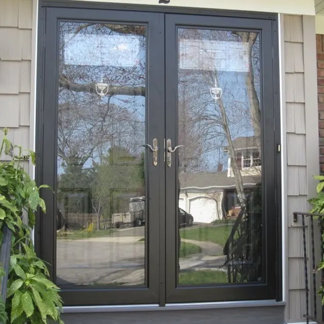 Puerta de aluminio moderna con marcos abatibles de vidrio doble