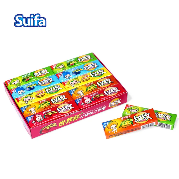 China manufacturer strip chewing gum fruit gum 5 in1 with tattoo