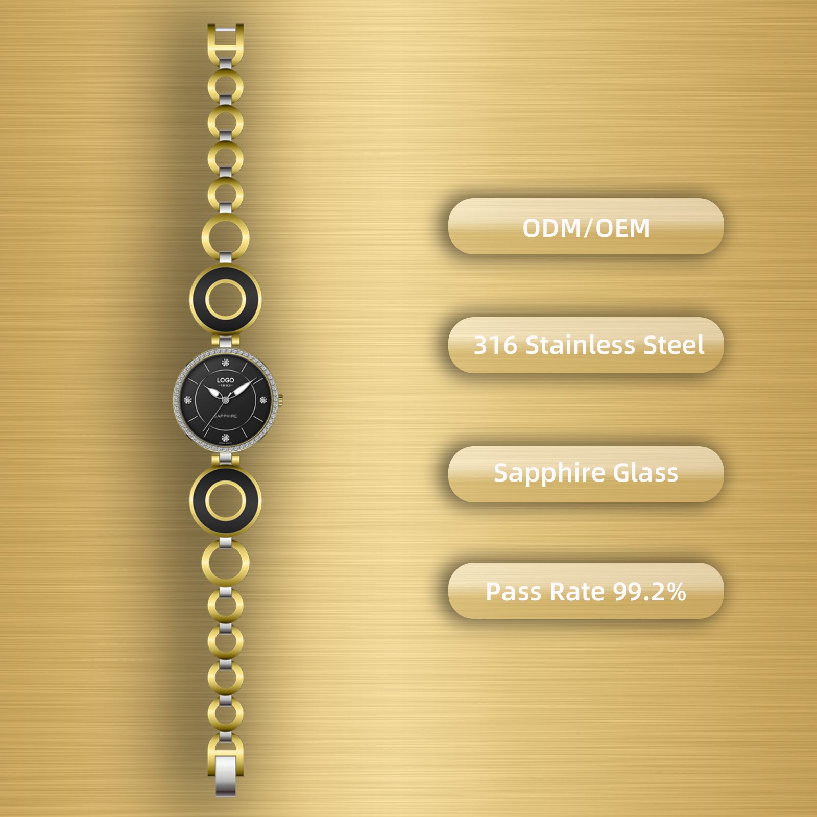 Silver/gold-black