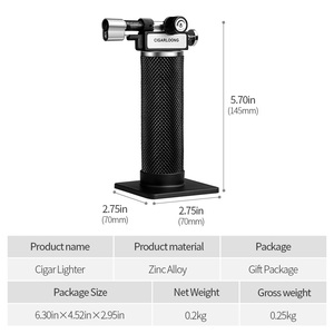 Xách tay mạnh mẽ ngọn đuốc Bật lửa máy bay phản lực ngọn lửa bơm lại xì gà butan hút thuốc xì gà bảng Bật lửa bật lửa cho xì gà - Product Image 6