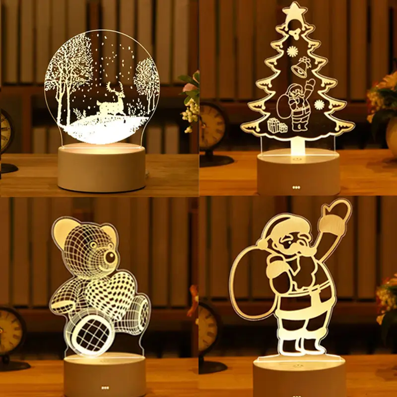 Lampu Meja Led Anime 3d Akrilik Sesuai Gambar Lampu Malam Led Kreatif Romantis untuk Ornamen Souvenir Acara