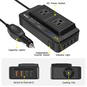 Inversor de corriente de salida de 12V CC a CA 220V 110V, inversor de coche con adaptador de coche USB Dual 5V4.8A, EE. UU., Reino Unido para múltiples dispositivos de menos de 200W - Product Image 3