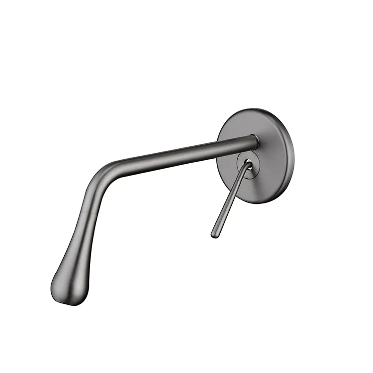 Wholesale Gun Grey Water Drop Mixer Tap In Wall Mounted Concealed Basin Faucet