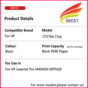 兼容型号硒鼓清零芯片HP CF276A CF276X 76A 76X惠普LaserJet Pro M404DN MFP428硒鼓芯片 - Product Image 3