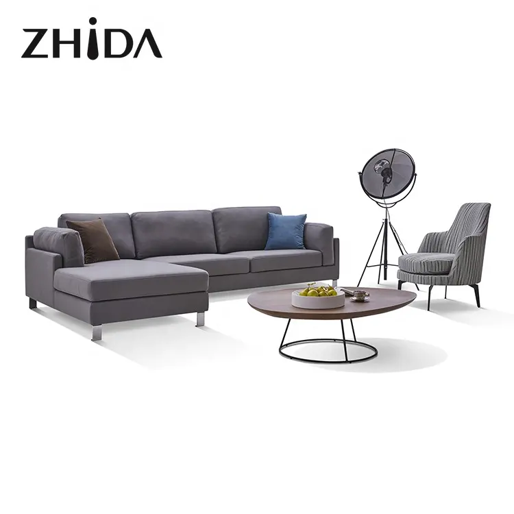 Sofás seccionales de diseño italiano para el hogar, sala de estar, muebles de Foshan, sofá moderno de tela seccional, en forma de L