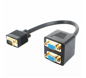 Male to Female <strong>VGA</strong> Y <strong>Splitter</strong> Cable <strong>VGA</strong> to Dual <strong>2</strong> Converter Adapter for Computer PC Monitor Camera HDTV Microphone Applications - Product Image 2