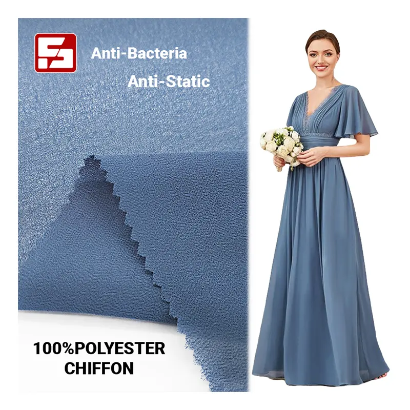 Hochwertige Textur Stoff Perle Chiffon Stoffe 100% Polyester Chiffon Hijab Näh stoff für Chiffon Tops für Damen Damen