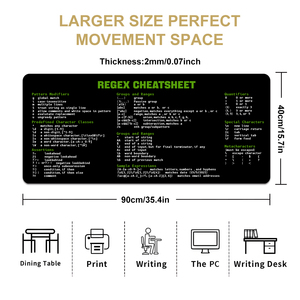 Alfombrilla de ratón para juegos grande extendida XL, borde cosido antideslizante, teclas de acceso directo de Excel REGEX, hoja de trucos, teclado de hoja de cálculo de oficina para PC - Product Image 4