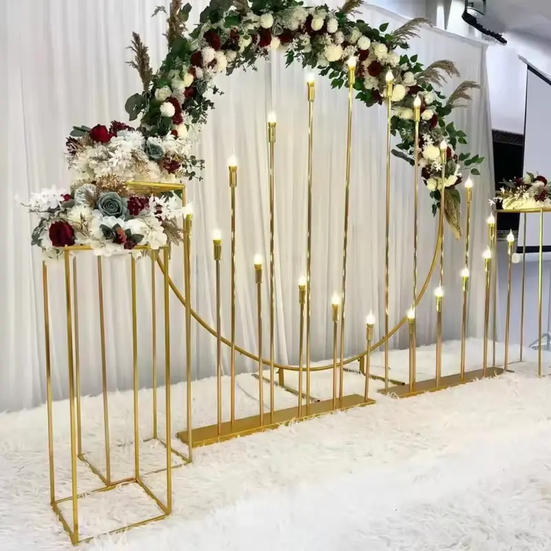 Свадебные украшения, центральные части, 10 головок, золотая металлическая подставка для свечей, центральные части стола, свадебные принадлежности
