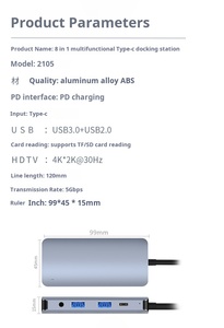 <strong>USB</strong> 3.0 to <strong>VGA</strong> Adapter Multi-Display Video Graphics Converter <strong>USB</strong> HUB SD Adapter for Laptop/Desktop Computer Monitor/Projector - Product Image 3
