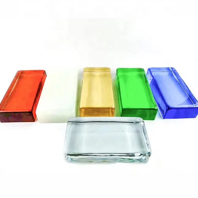 Bloques de construcción de vidrio de alta calidad, bloques de vidrio de color para decoración de pared y construcción