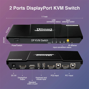 Estación de acoplamiento TESmart DP DisplayPort KVM para 2 ordenadores, 1 monitor, 4K60HZ, compatible con teclado y ratón, 2x1 KVM Hub - Product Image 3