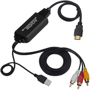 Cable compuesto de RCA a HDMI, con Cable de carga USB, Mini AV 3RCA CVBS, Adaptador convertidor a 1080P HDMI