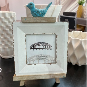 <strong>White</strong> Washed Rustic MDF Solid Wood Distressed Shabby Picture <strong>Frame</strong> <strong>4x6</strong> 5x7 8x10 Custom Size Bird Accent Photo Framed Easel <strong>Frame</strong> - Product Image 1