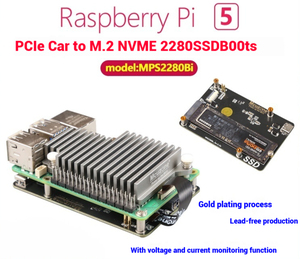 MPS2280Bi Raspberry Pi 5 PCIe zu M.2 NVME SSD-Entwicklungs platine mit Boot-Unterstützung und Festplatten strom überwachung - Product Image 2