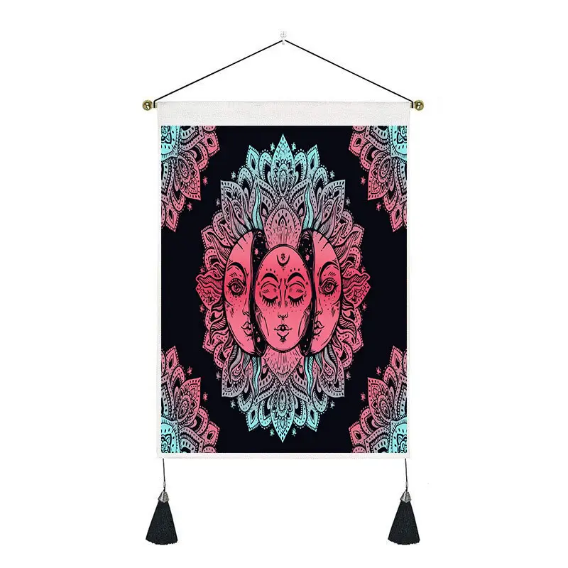 Tapiz de Tarot psicodélico de 35x50cm para colgar en la pared, tapiz decorativo de siete chakras, color rojo, listo para enviar