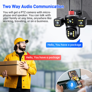 4 schermi WIFI sicurezza PTZ telecamera visione notturna bidirezionale Audio esterna impermeabile PTZ telecamera di sicurezza di rete systrem - Product Image 5