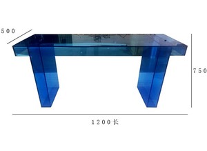Escritorios de oficina en casa Mesa de ordenador de mármol Rectangular Oficina Escritorio de acrílico azul - Product Image 2
