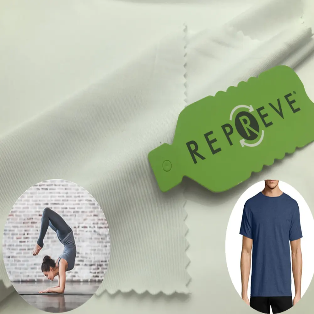 Recyceltes Polyester Spandex Rpet Repreve Lycra T-Shirt Sportswear Leggings Stoff aus recycelten Plastik flaschen materialien