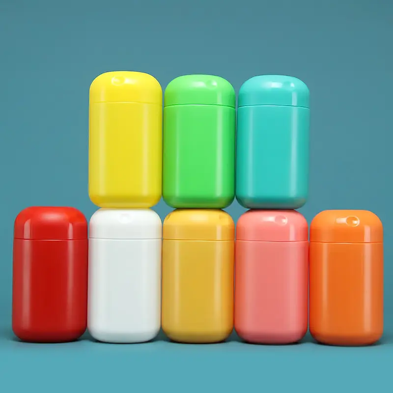 Vendita calda vuota colorata bottiglia di medicina forma di cilindro integratore di plastica barattolo vuoto per proteine in polvere