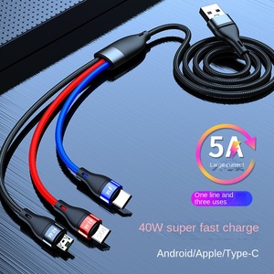 สายดาต้าชาร์จเร็วพิเศษแบบสามในตัวเดียวสำหรับ Apple Huawei Mi 5A PD iPhone USB ประเภทสำหรับการใช้หูฟัง - Product Image 4