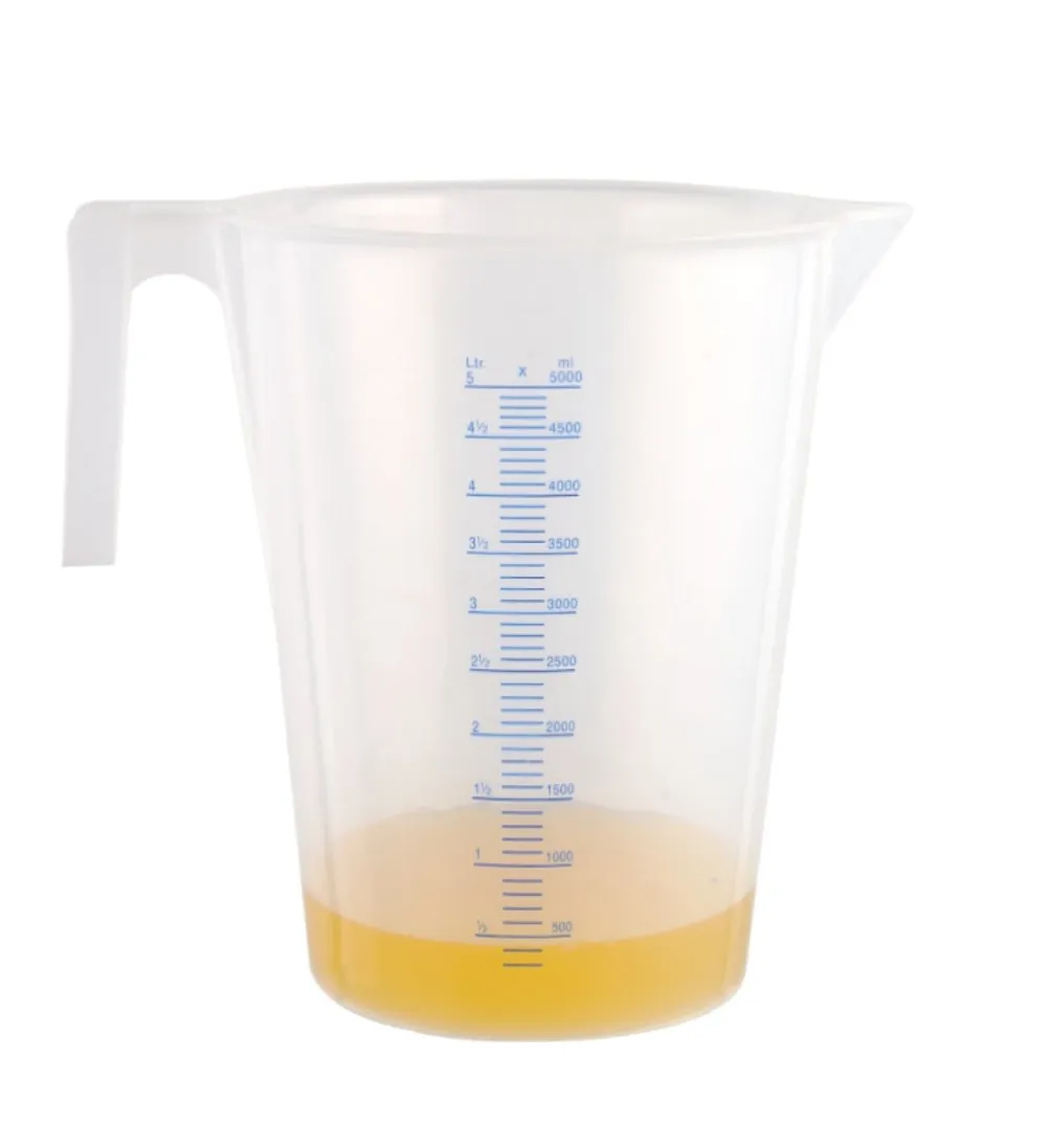 Jarra de plástico para medir y mezclar, paquete de 3, contiene 5 cuartos, 5000 galones, medida de 5 litros (1,25 ml)
