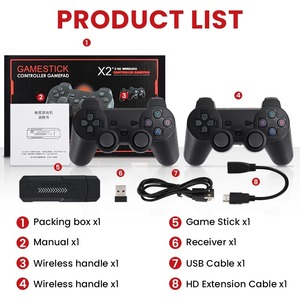 新しいアップグレードX2PLUSゲームスティック3DレトロビデオゲームコンソールワイヤレスコントローラーHDTV出力40000ゲームPSP/PS1/MAM用40エミュレーター