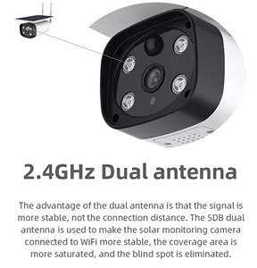 Cámara de seguridad alimentada por energía solar 2k hd para exteriores, sistema de vigilancia cctv con detección de movimiento, 3 cámaras infrarrojas led ir