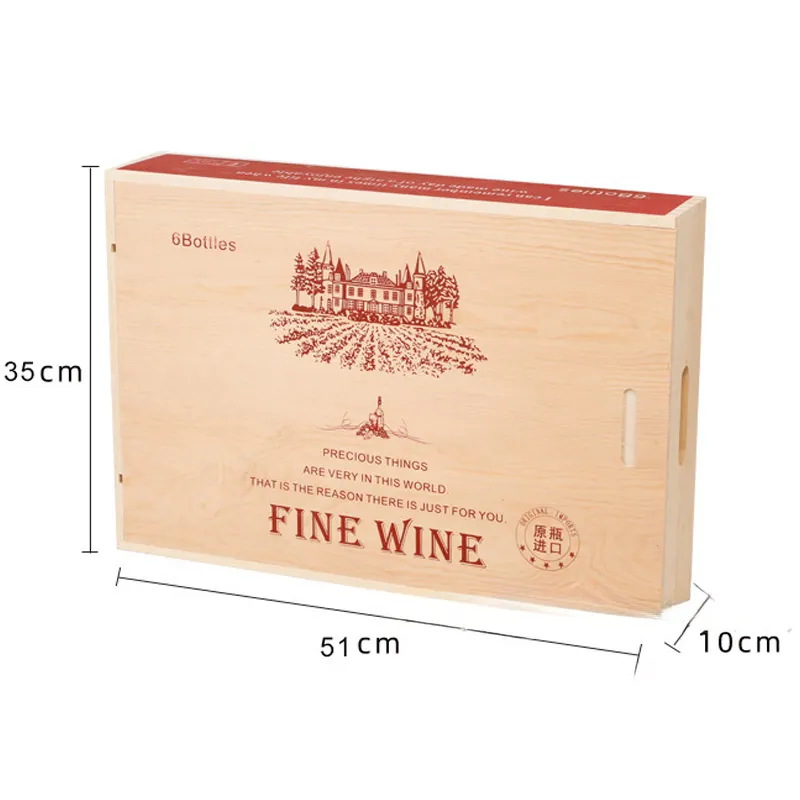 Cassa del vino in legno popolare personalizzata con coperchio scorrevole