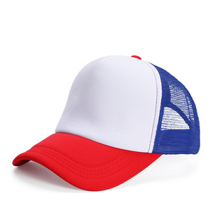 Yetişkinler için OEM kalite özel kamyon şoförü file şapka 5-Panel şapka kontrast mavi kırmızı ortak kumaş özelliği - Product Image 1