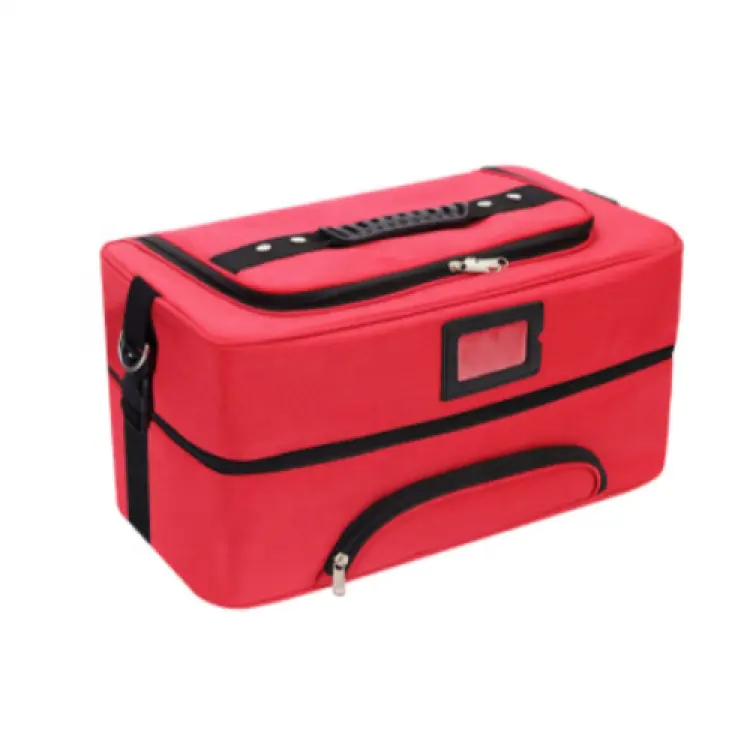 Kotak penyimpanan tas perjalanan merah tas Kereta Api kotak pengatur kuku profesional untuk peralatan kuku kuas rias perhiasan