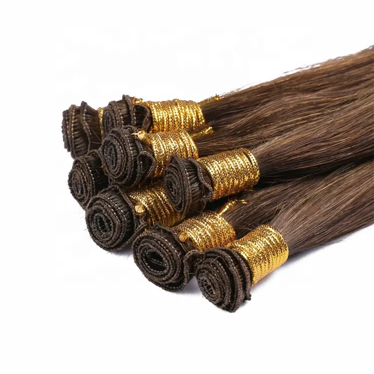 Extensão de cabelo 100% remy, de alta qualidade, cabelo humano virgem, dupla, desenhado, cutícula completa, intato, costura em mão escondida, amarrada, extensões de cabelo