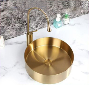 现代圆形浴室容器水槽不锈钢盆，带弹出式排水器 - Product Image 6
