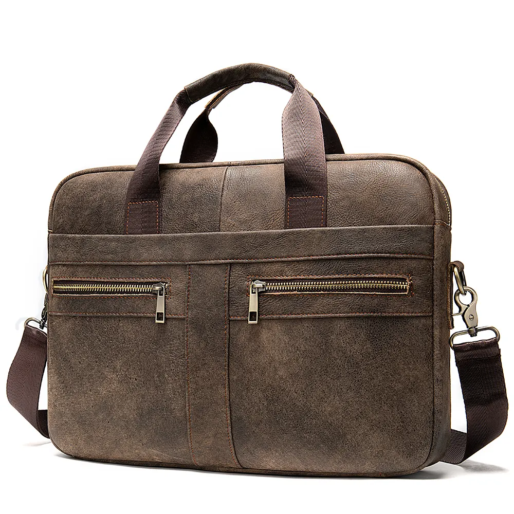 2021 Genuine Leather custom made Briefcase Men Office business Pu leather Handbag High Quality Waterproof Laptop bag